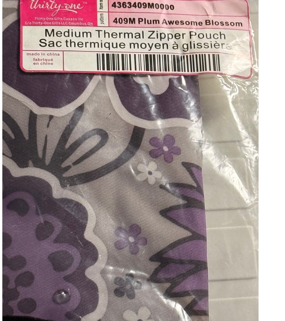 Thirty-one Medium Thermal Zipper Pouch 409M Plum Awesome Blossom